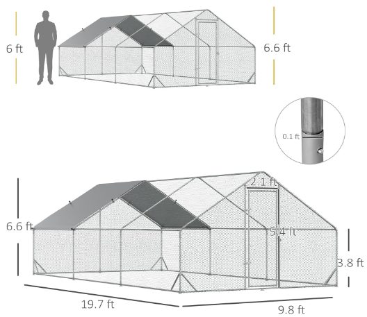 Pawhut Large Walk In Chicken Coop