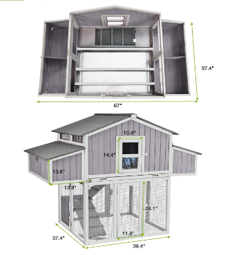 GUTINNEEN Foldable Chicken Coop for 6 chickens