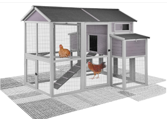 Aivituvin Chicken Coop 75.7" Extra Large Chicken House with Run Multi-Levels Poultry Cage with Large Nesting Box,6-10 Chickens