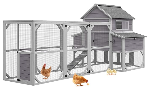 Aivituvin Chicken Coop for 10 Chickens Large Chicken House with Two Nesting Boxes Outdoor Hen House Wooden Poultry Cage with Run 55ft²