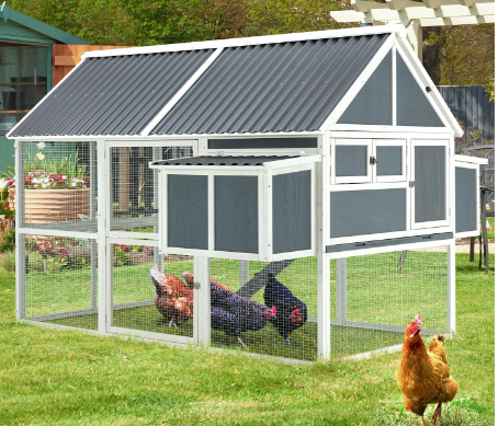 2. <br>PAECOJOY 84” Large Chicken Coop, Outdoor Wooden Hen House Poultry Cage Multi-Level Hutch 