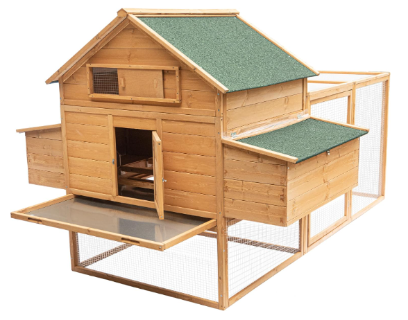 ECOLINEAR Large Chicken Coop with Run, Waterproof Outdoor Hen House for 8-10 Chickens, 