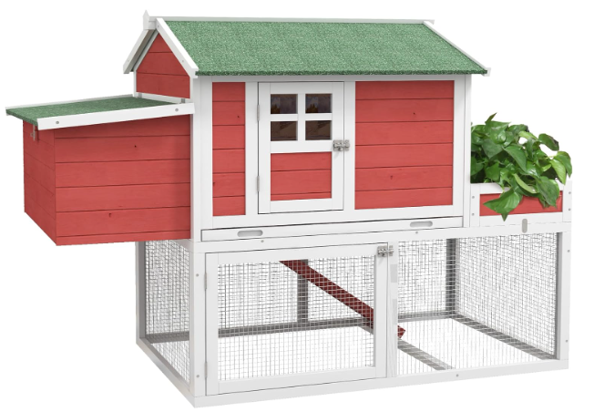 PawHut 63" Wooden Chicken Coop Hen House Poultry Cage