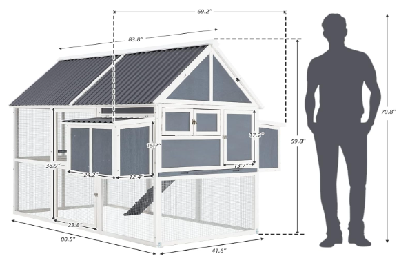 AECOJOY 84” Large Chicken Coop, 