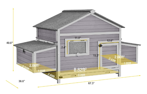 Aivituvin Chicken Coop with Two Large Nesting Boxes 