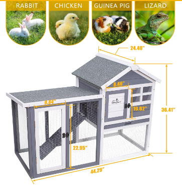 GEGURI Rabbit Hutch Indoor Rabbit Cage Outdoor, Chicken Coop Bunny Cage