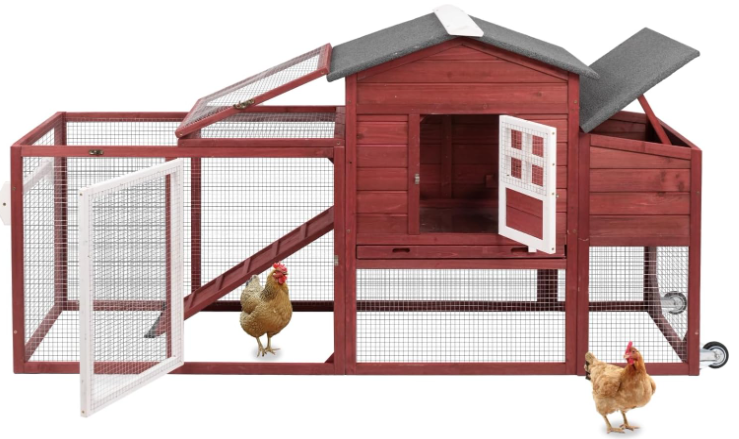 04. Ketive Wooden 79" Chicken Coop with Wheels