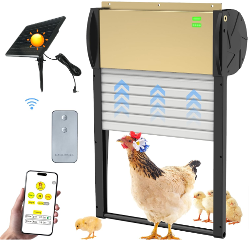 UVWork Automatic Chicken Coop Door Solar Powered Opener with Timer<br>