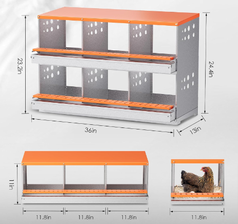 BOEASTER 6 Compartments Chickens Roosting In Nesting Boxes